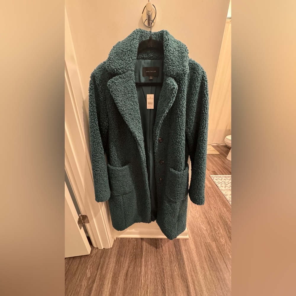 NWT Ann Taylor Women's Deep Teal Teddy Coat
